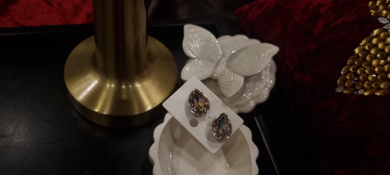 Korean glass stone earrings.