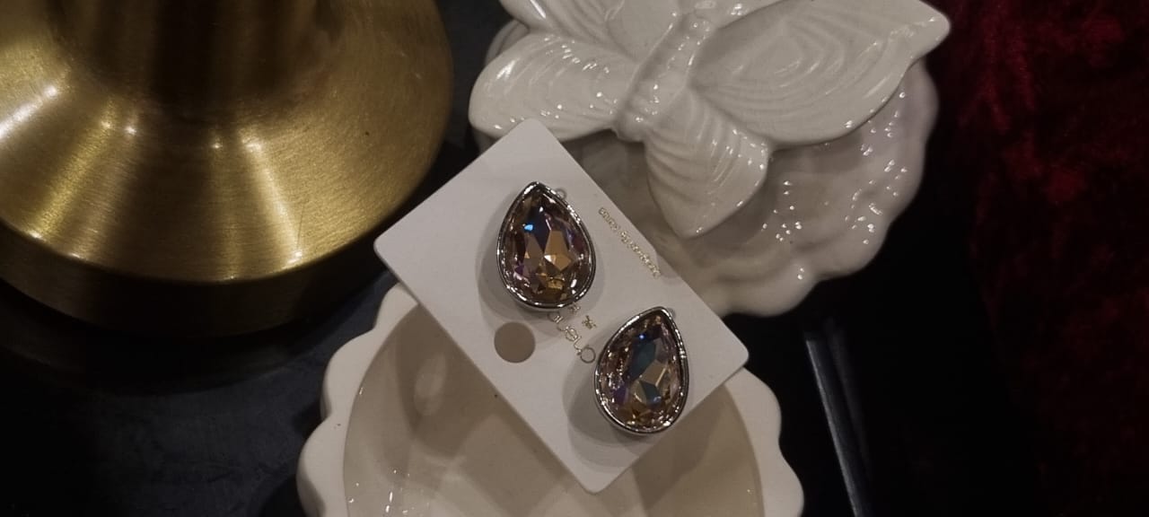 Korean glass stone earrings.